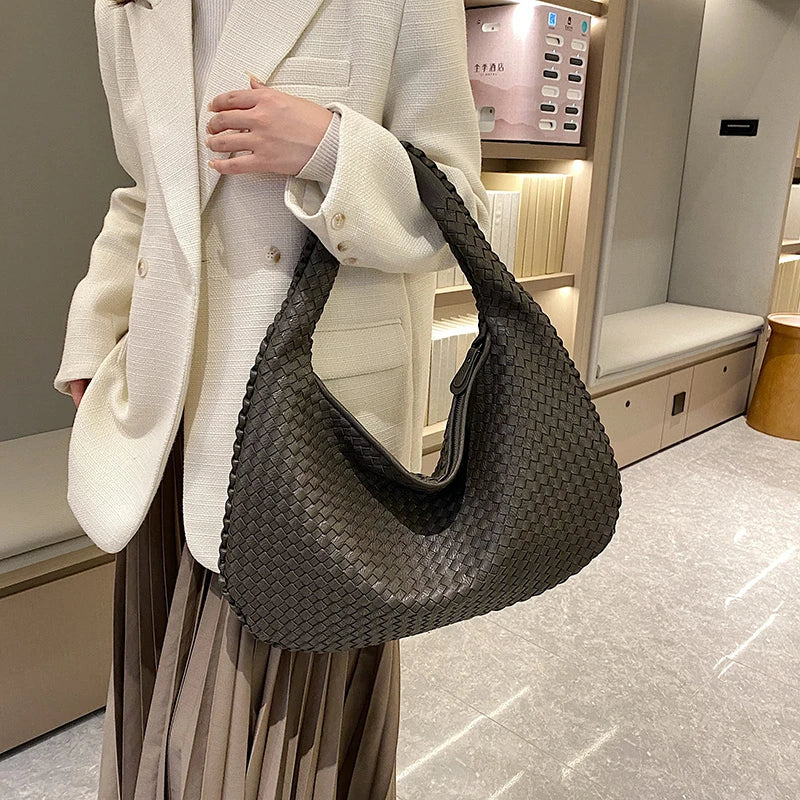 Woven Tote Bag for Women Large Woven Handbag Soft Leather Shoulder Bags Work Shopper Travel Tote Bags Luxury brand Lady Satchel