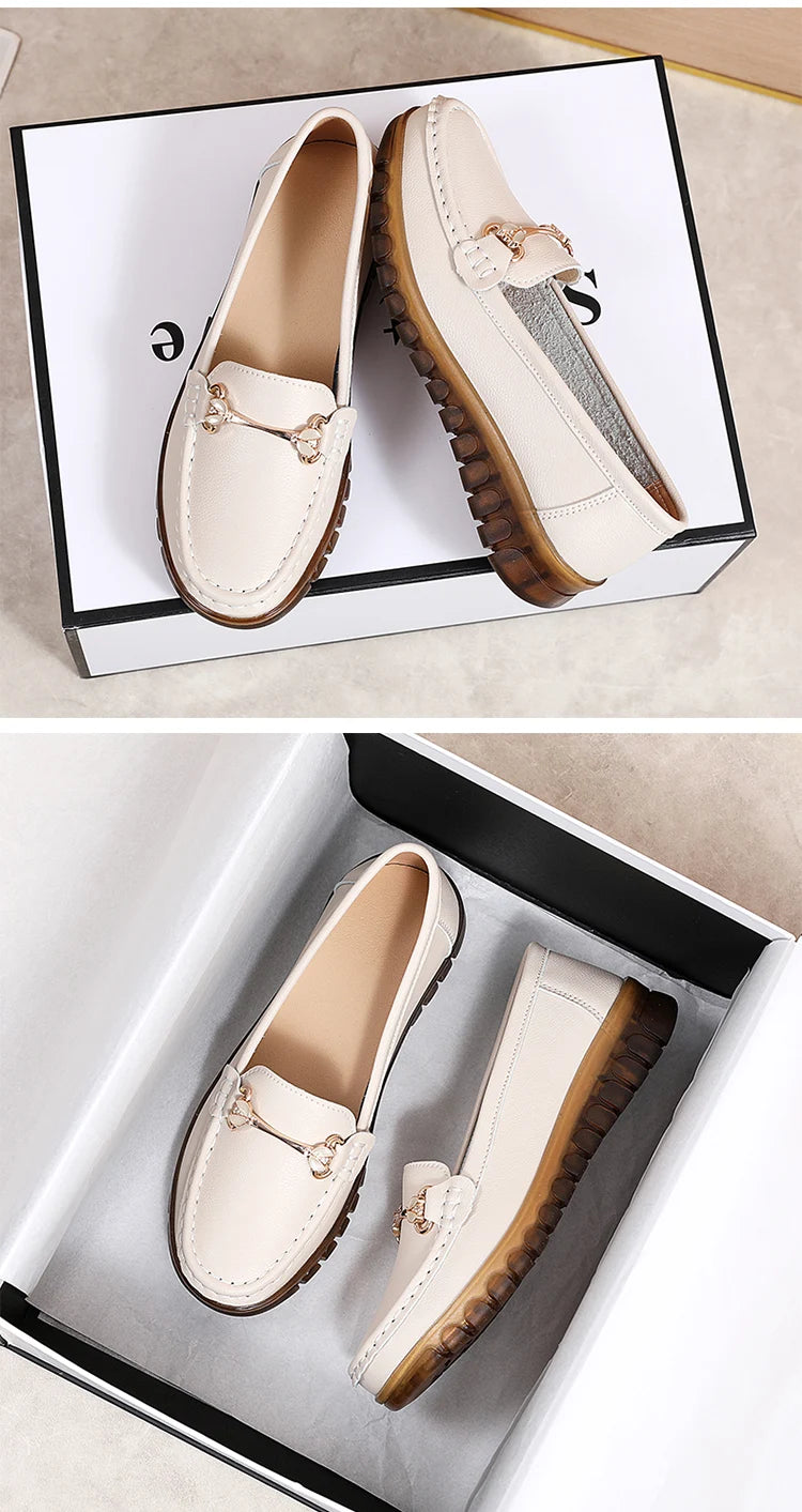 New fashionable flat shoes for women in spring and summer, 100% genuine leather shoes, breathable and casual women's shoes