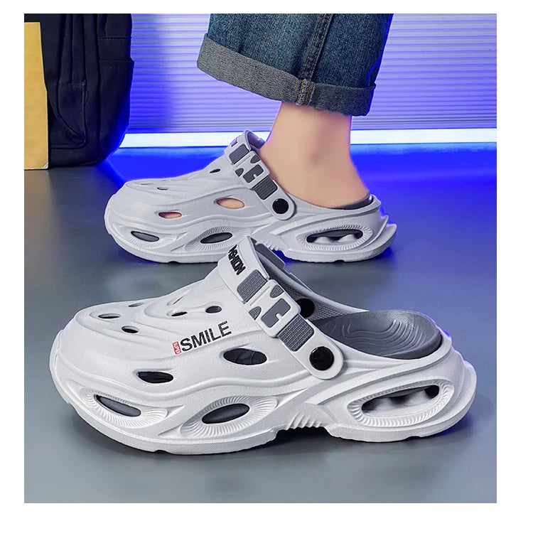 Men's Croc Shoes for Summer, Suitable for Outdoor Wear, Hiking and Driving, Thick-Soled, Non-Slip, Soft-Soled Men's Sandals