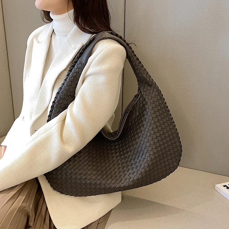 Woven Tote Bag for Women Large Woven Handbag Soft Leather Shoulder Bags Work Shopper Travel Tote Bags Luxury brand Lady Satchel