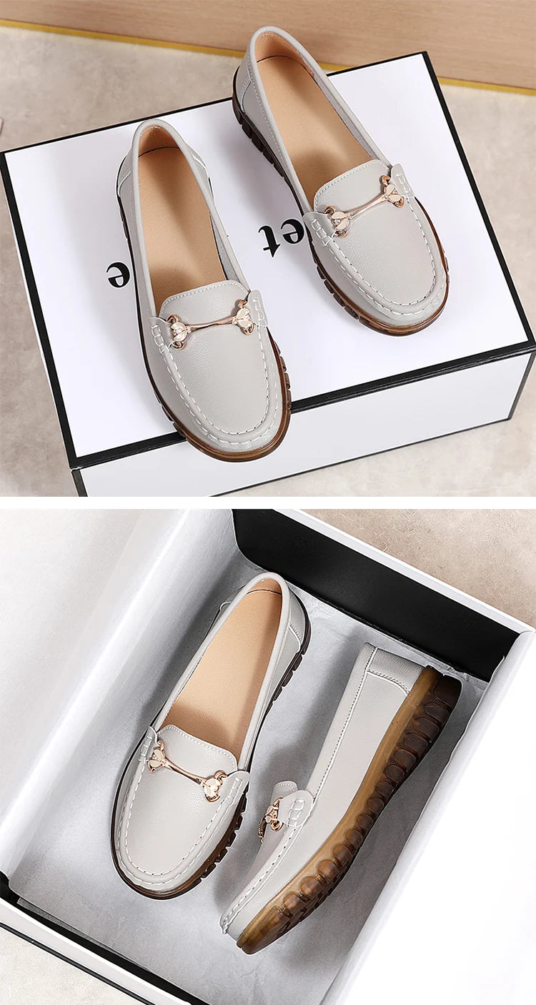 New fashionable flat shoes for women in spring and summer, 100% genuine leather shoes, breathable and casual women's shoes