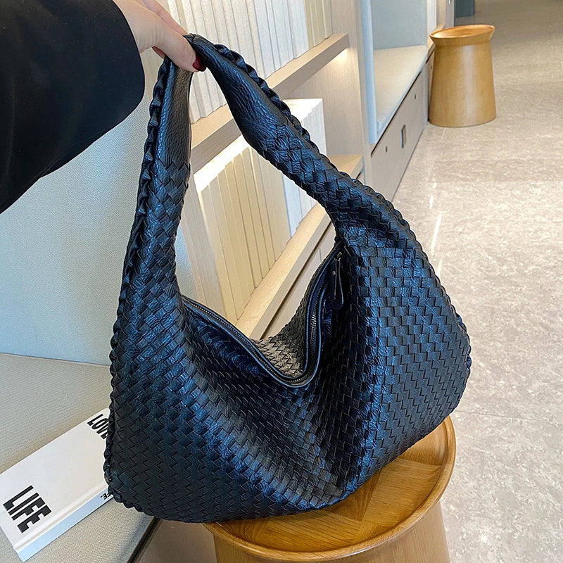 Woven Tote Bag for Women Large Woven Handbag Soft Leather Shoulder Bags Work Shopper Travel Tote Bags Luxury brand Lady Satchel