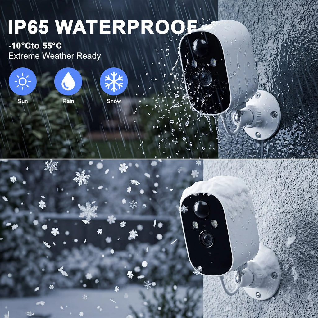 1080P Solar Security Camera Monitor Wireless Outdoor Home 2K Solar Battery Powered Camera Motion Alarm Two Way Audio Waterproof