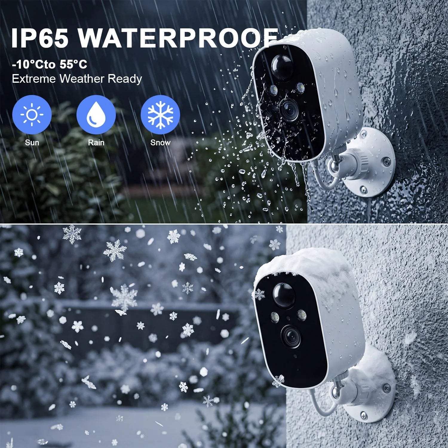 1080P Solar Security Camera Monitor Wireless Outdoor Home 2K Solar Battery Powered Camera Motion Alarm Two Way Audio Waterproof