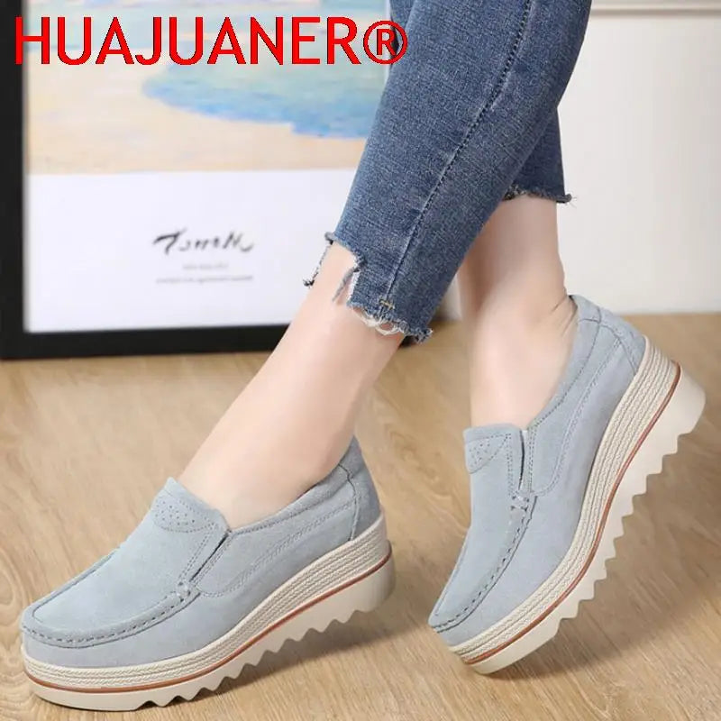 2026 Spring Women Flats Shoes Platform Slip On Flats Woman Sneakers Female Suede Ladies Tenis Loafers Moccasins Casual Shoes