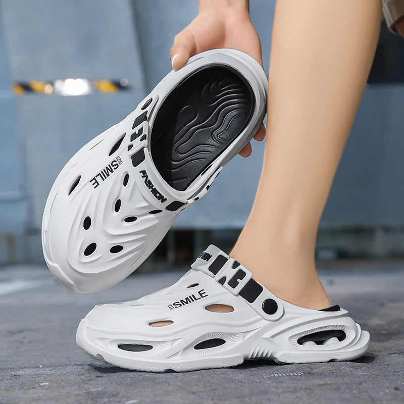 Men's Croc Shoes for Summer, Suitable for Outdoor Wear, Hiking and Driving, Thick-Soled, Non-Slip, Soft-Soled Men's Sandals