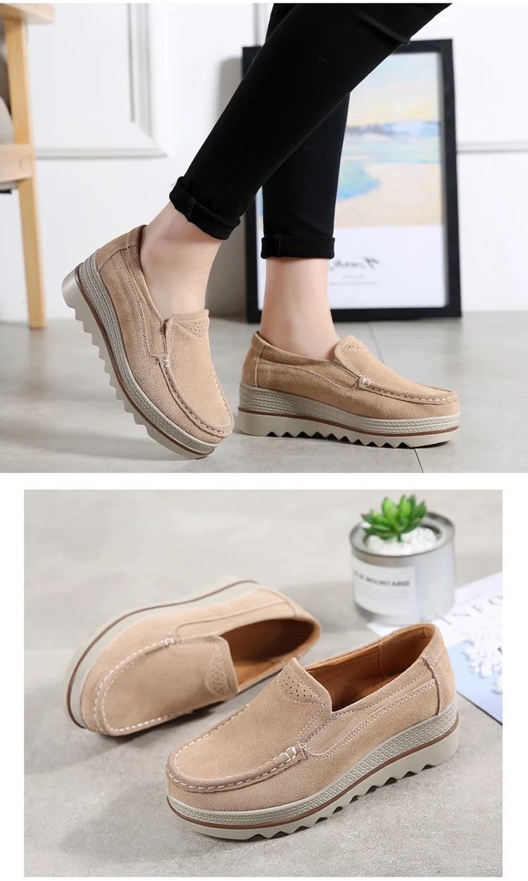2026 Spring Women Flats Shoes Platform Slip On Flats Woman Sneakers Female Suede Ladies Tenis Loafers Moccasins Casual Shoes