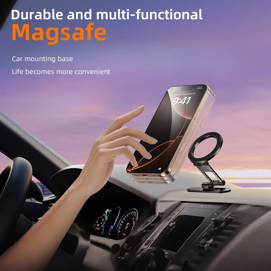 Dual Side Magnetic Car Phone Holder for Magsafe iPhone 17 16 15 Car Dashboard Holder 360° Rotation Phone Holder for Android