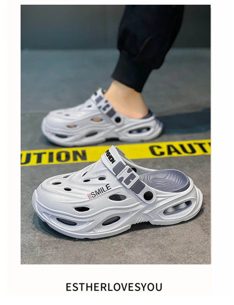 Men's Croc Shoes for Summer, Suitable for Outdoor Wear, Hiking and Driving, Thick-Soled, Non-Slip, Soft-Soled Men's Sandals
