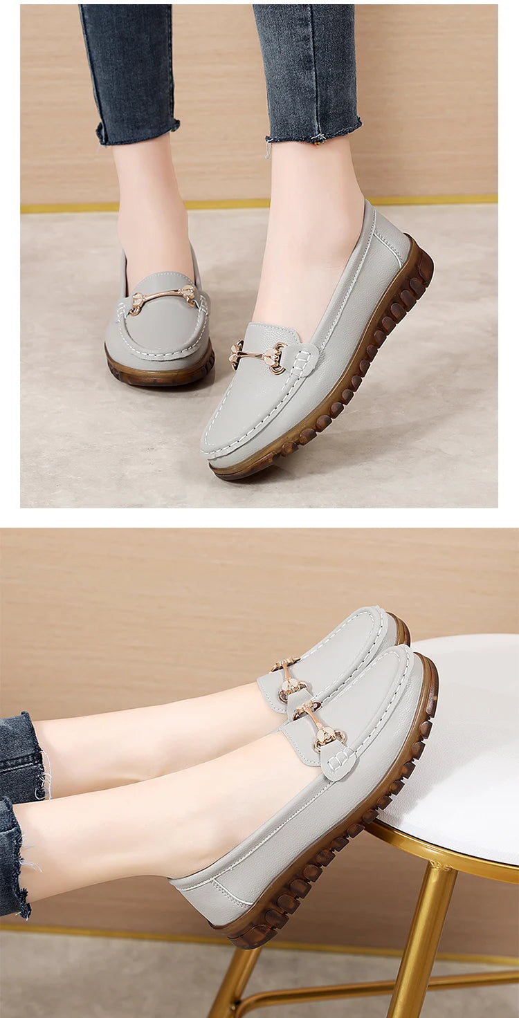 New fashionable flat shoes for women in spring and summer, 100% genuine leather shoes, breathable and casual women's shoes