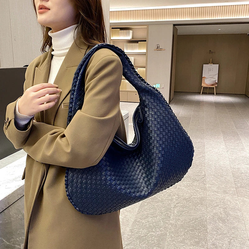 Woven Tote Bag for Women Large Woven Handbag Soft Leather Shoulder Bags Work Shopper Travel Tote Bags Luxury brand Lady Satchel