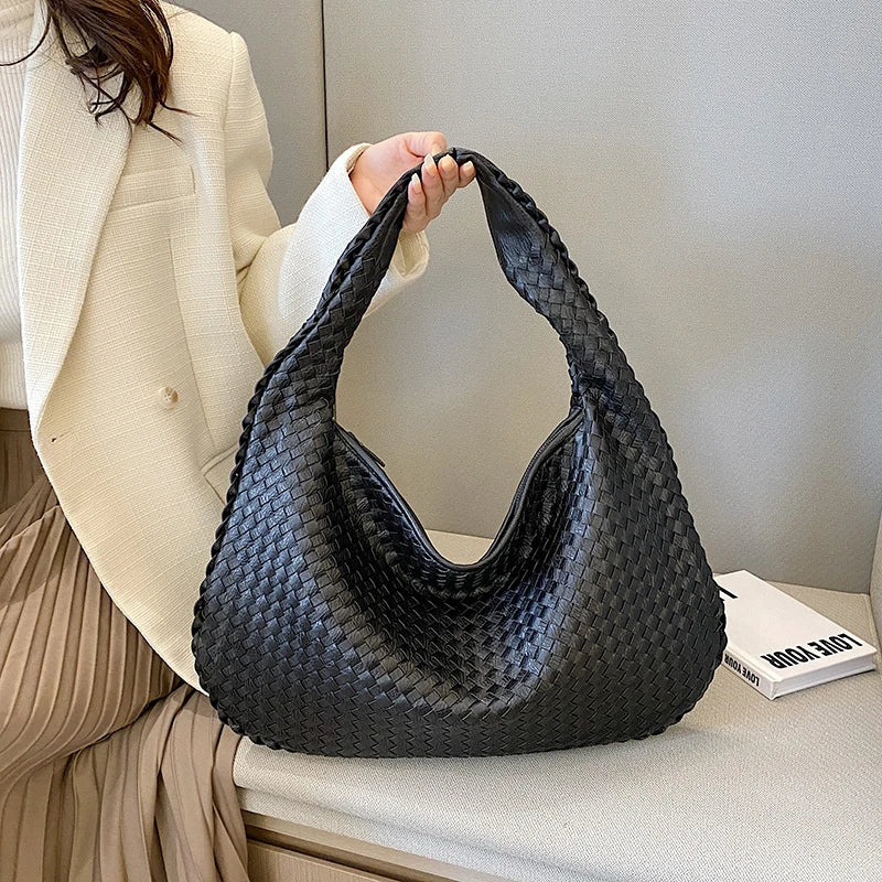 Woven Tote Bag for Women Large Woven Handbag Soft Leather Shoulder Bags Work Shopper Travel Tote Bags Luxury brand Lady Satchel