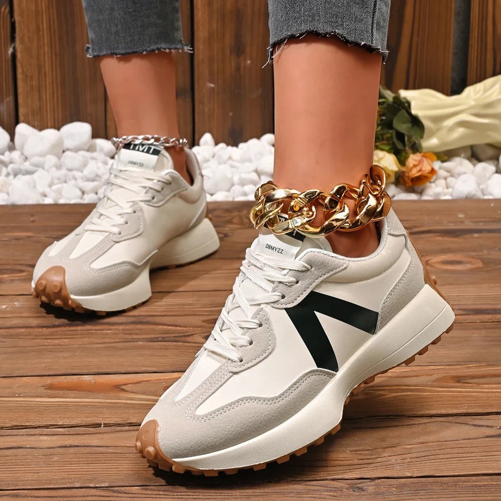 Women Sneakers 2026 New Casual Versatile Thick-soled Running Sneakers Women Fashionable High-quality Luxury Lace-up Shoes Women