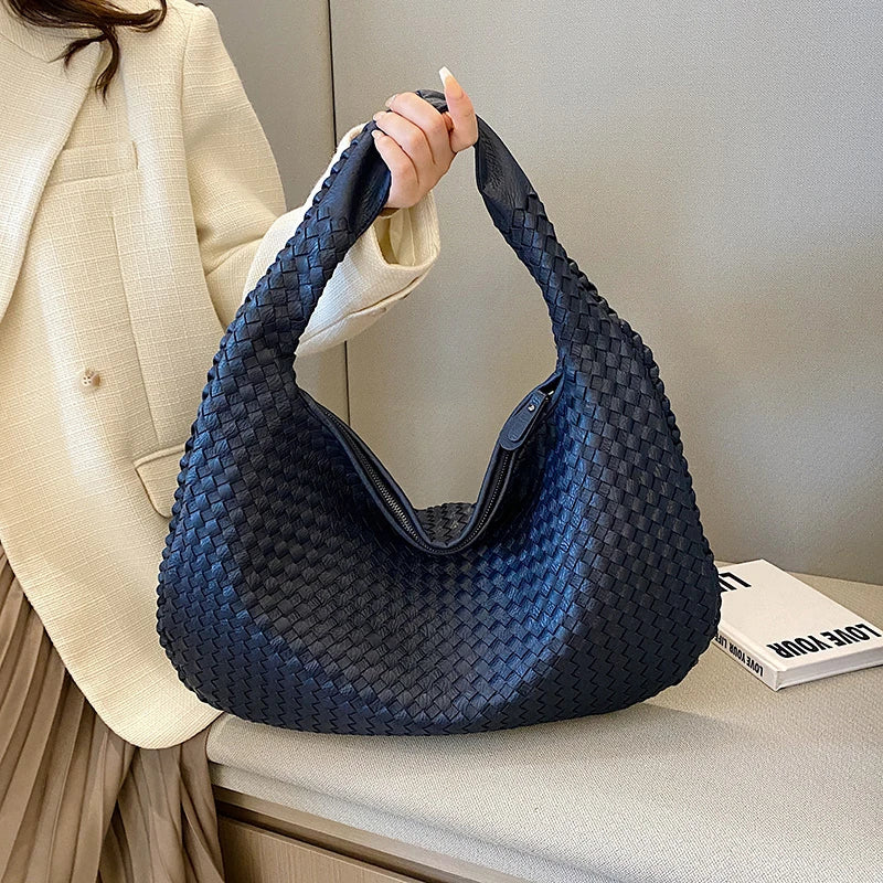 Woven Tote Bag for Women Large Woven Handbag Soft Leather Shoulder Bags Work Shopper Travel Tote Bags Luxury brand Lady Satchel