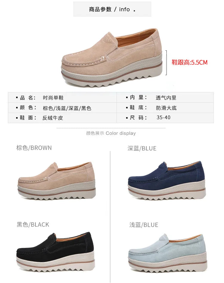 2026 Spring Women Flats Shoes Platform Slip On Flats Woman Sneakers Female Suede Ladies Tenis Loafers Moccasins Casual Shoes