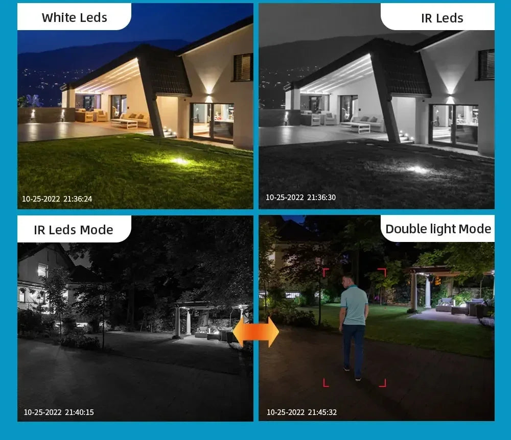 Security WIFI Camera Outdoor IP66 Waterproof Dual Lens HD 8MP 4K 10X Zoom WiFi CCTV Night Vision Two-Way Intercom  ICam365 APP